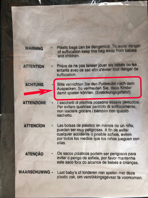 tekst op verpakkingszak
